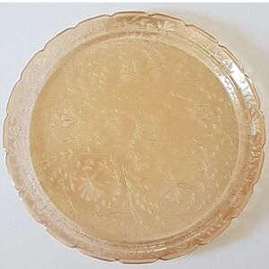 Vintage Jeannette Depression Glass Floragold Louisa Large Round‎ Serving Platter